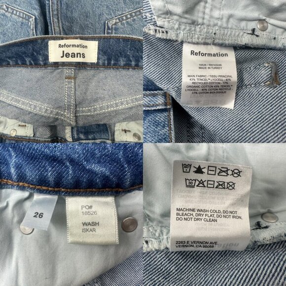 New Reformation Charlie High Rise Jean Shorts Size 26 In Iskar Wash Blue Cut Off - Picture 10 of 13